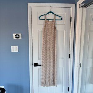Z Supply Crochet Midi Dress Cathy Style Beige Boho Knit Sleeveless Maxi Size M